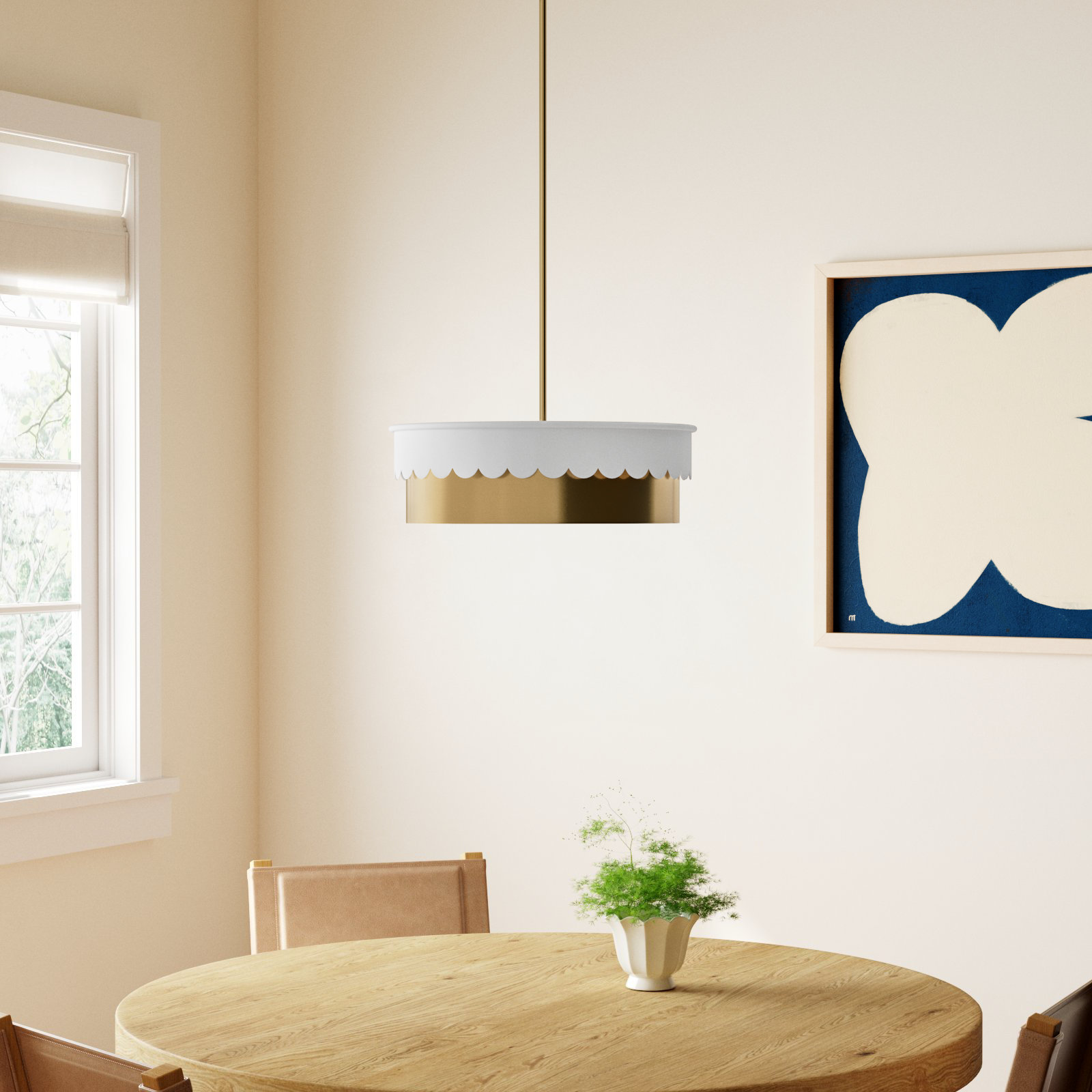Dulcia Dimmable 4 - Light Pendant, White/Natural Brass