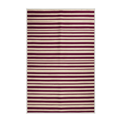 Machine Washable Horizontal Stripes Beige Area Rug