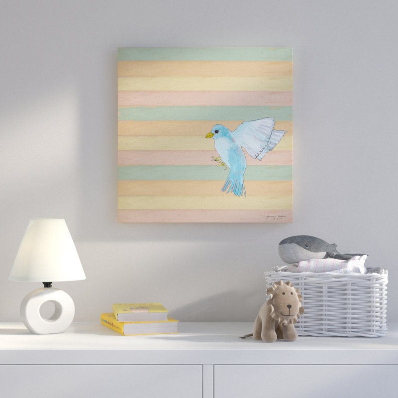 « flying blue oiseau », art sur toile, H 14 po x l 14 po