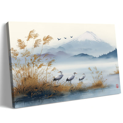 GUTTATY White Heron Canvas Wall Art, Coastal Bird Pictures Prints, Blue Grey Heron Painting Artwork Decor for Nature Wall Art, 12x16 inches