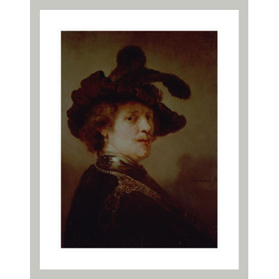 Autoportrait en déguisements par Rembrandt van Rijn - Impression sur toile encadrée