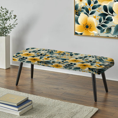 Banc rembourré floral noir Truong