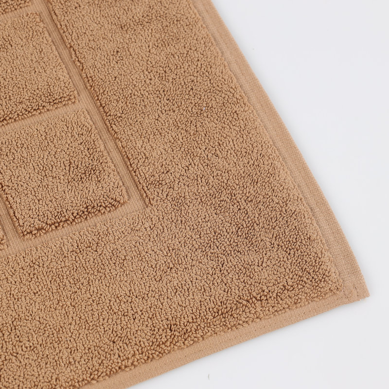 Superior Cotton Checkered Washable Bath Mat Set of 2, 35x22 in, Toast