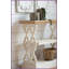Charme de campagne française blanche Table basse en bois naturel - 3 niveaux de rangement pour le salon