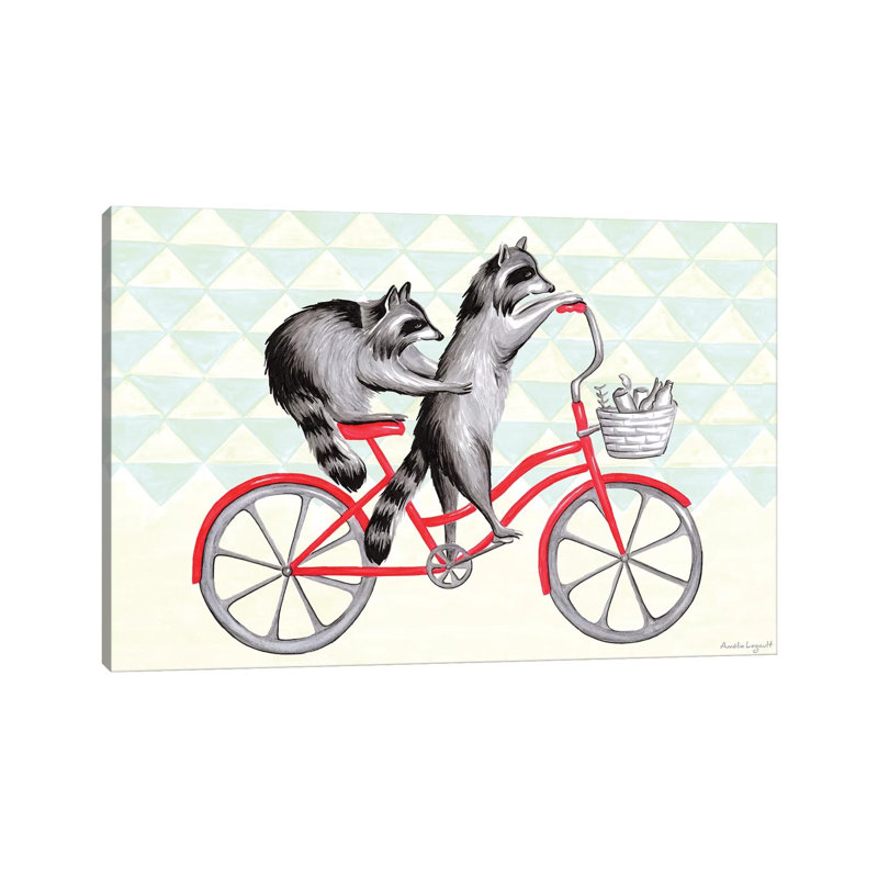 Raccoons On Bike by Amélie Legault - Wrapped Canvas Gallery-Wrapped Canvas Giclée, 101.6 cm H x 66.04 cm W x 1.91 cm D