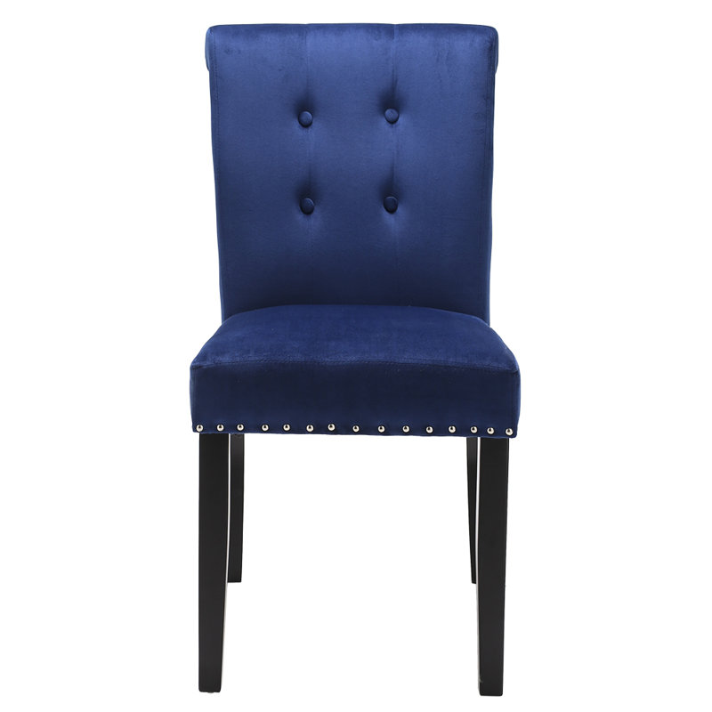 Chaise d’appoint rembourrée velours touffeté grise Voltaire, Bleu