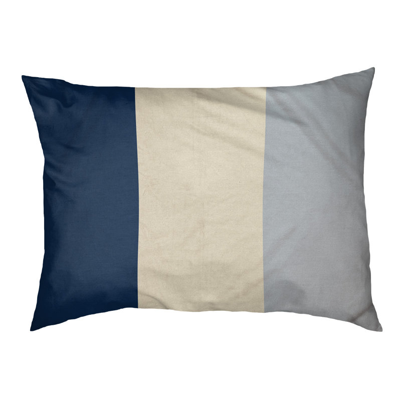 Coussin extérieur Phoenix, Grand (l 40 po x P 30 po x H 14 po), Bleu marine / crème / argent métallique