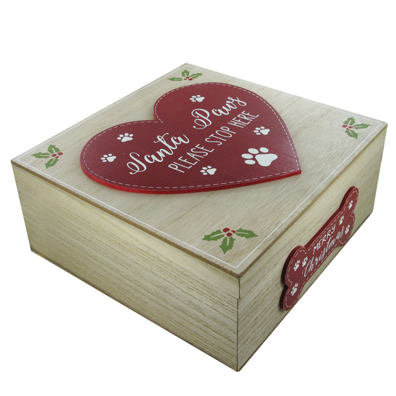 Christmas Box Santa Paws Wooden Box