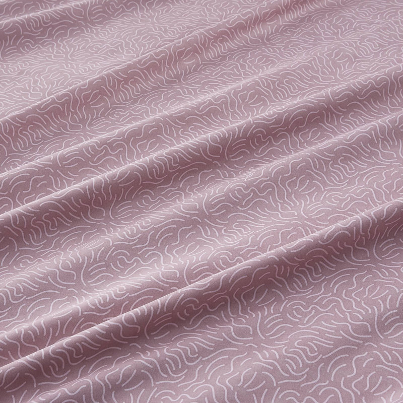 Ensemble de draps 4 pièces à imprimé Blush Waves 200TC, Ensemble de draps pour lit double avec 2 taies d'o, Floral rosé