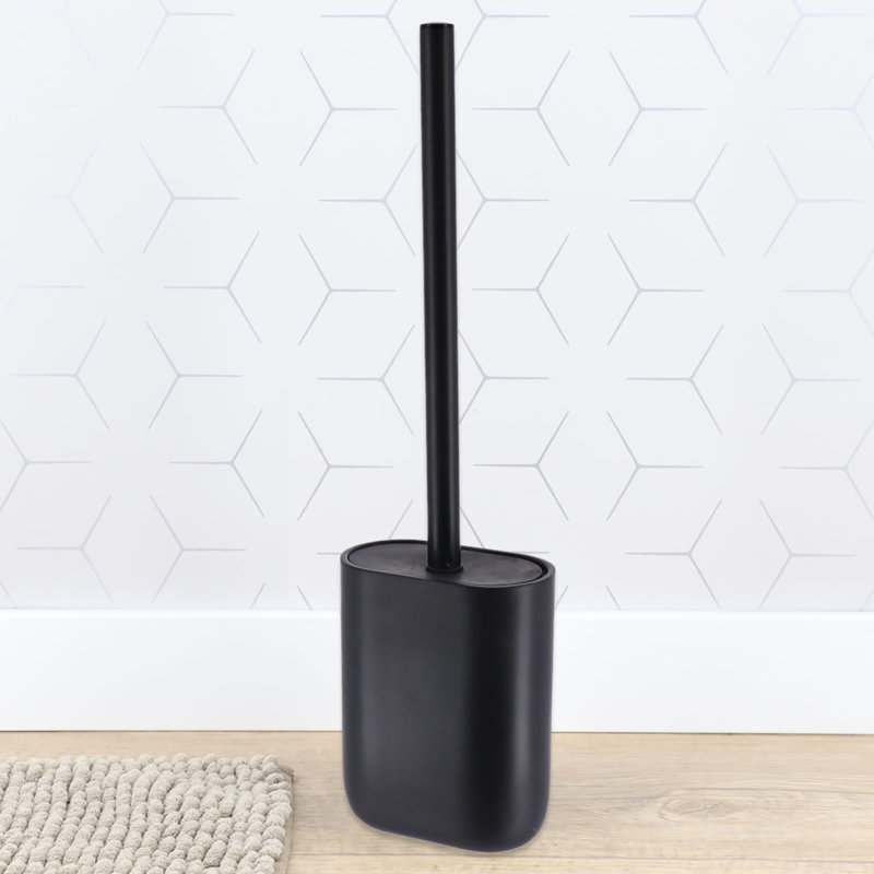 Ensemble de brosse de toilette et support ovale noir, Noir