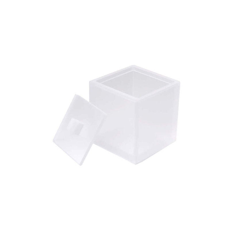 Mike + Ally Ice Lucite Handcrafted Decorative Bathroom Storage Canister with Lid, Frosted Snow