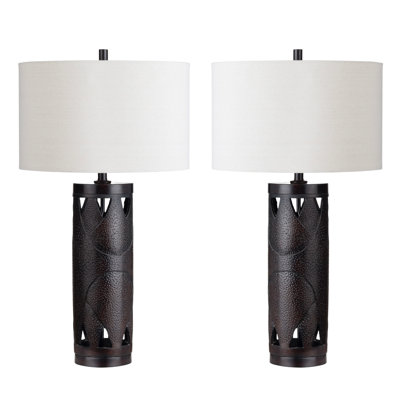 Lampe de table 33,5 "en résine avec abat-jour brun clair