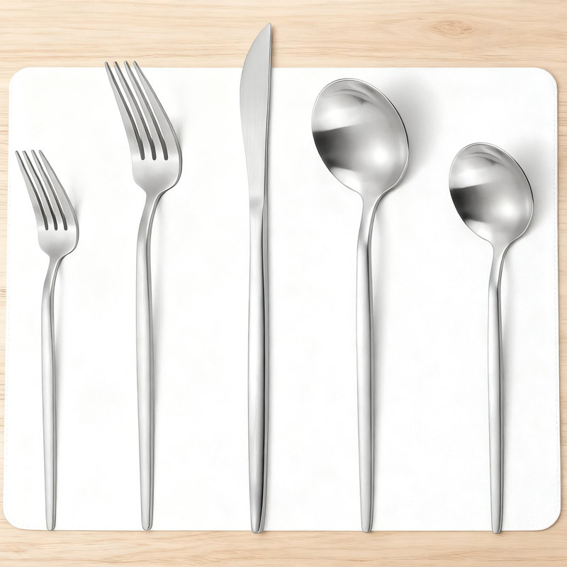 Ensemble de couverts 20 pièces, service de couverts en acier inoxydable pour 4 personnes, ensemble de couverts à finition satinée pour la maison et le restaurant, va au lave-vaisselle