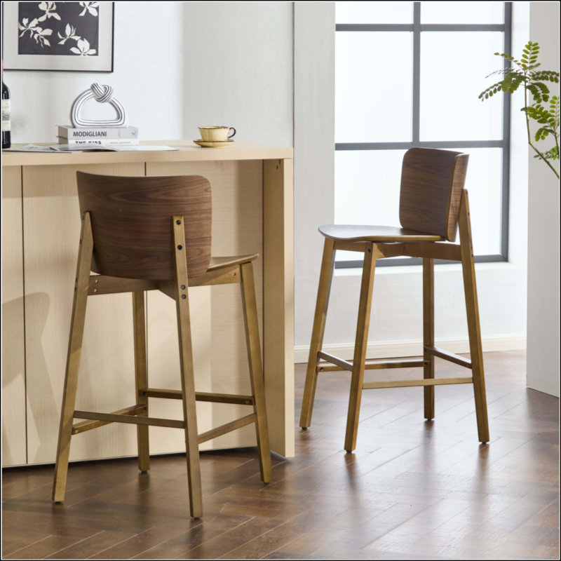 Tabouret de bar d'intérieur en bois, fini, ensemble de 2