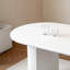 White Oval Dining Table, 160cm Matt Marble Vein with Double Semi-Cylindrical Legs