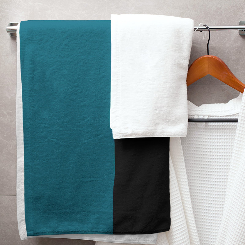 Bath Towel, Aqua/Black
