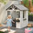 45"W x39"D Outdoor Wooden Playhouse For Kids, Outdoor Garden Pretend Play Games, Adventure Cottage, With Working Door, Windows, Service Station, Flowers Pot Holders-108534456