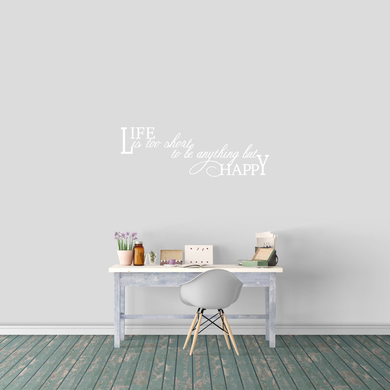 Décalcomanie murale "life is too short", Blanc