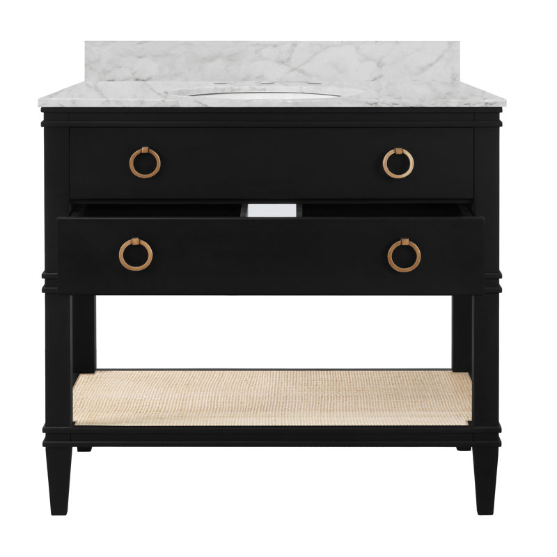 Cutler 36.5'' W Single Vanity, Matte Black/Ivory, 37"