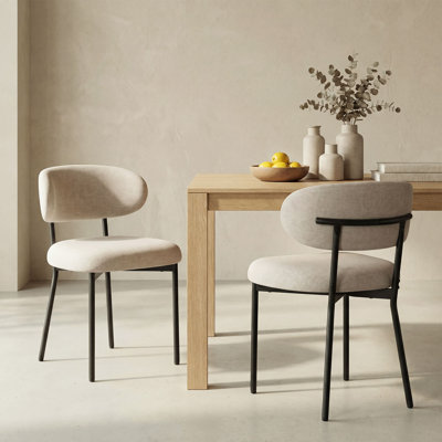 Modern Upholstered Dining Chair, Metal Legs