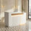 Bureau de réception en L moderne avec tiroir verrouillable, lumières DEL et prises intégrées, pour comptoir de caisse, salon, bureau et service à la clientèle