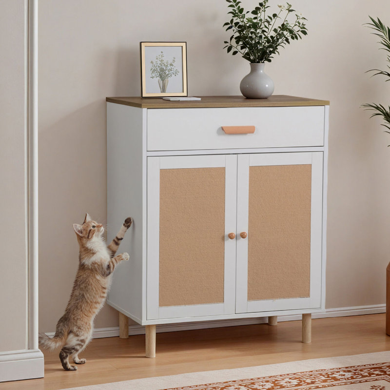  Litter Box Enclosure Side Table in White