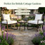 3 Piece Rattan Bistro Set Brown Wicker Garden Furniture with Rocking Chairs and Round Glass Top Coffee Table Cushions for Outdoor Porch Balcony