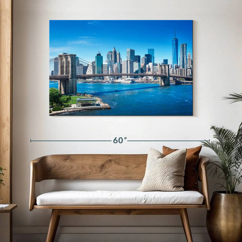 Lilie Blue Sky Manhattan Bridge, H 32 po x l 48 po