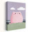 Pink Cat On Hill Peaceful Whimsical Abstract Cat Nature Landscape Wall Art Print 1 Piece Wrapped Canvas Wall Art-1066762523