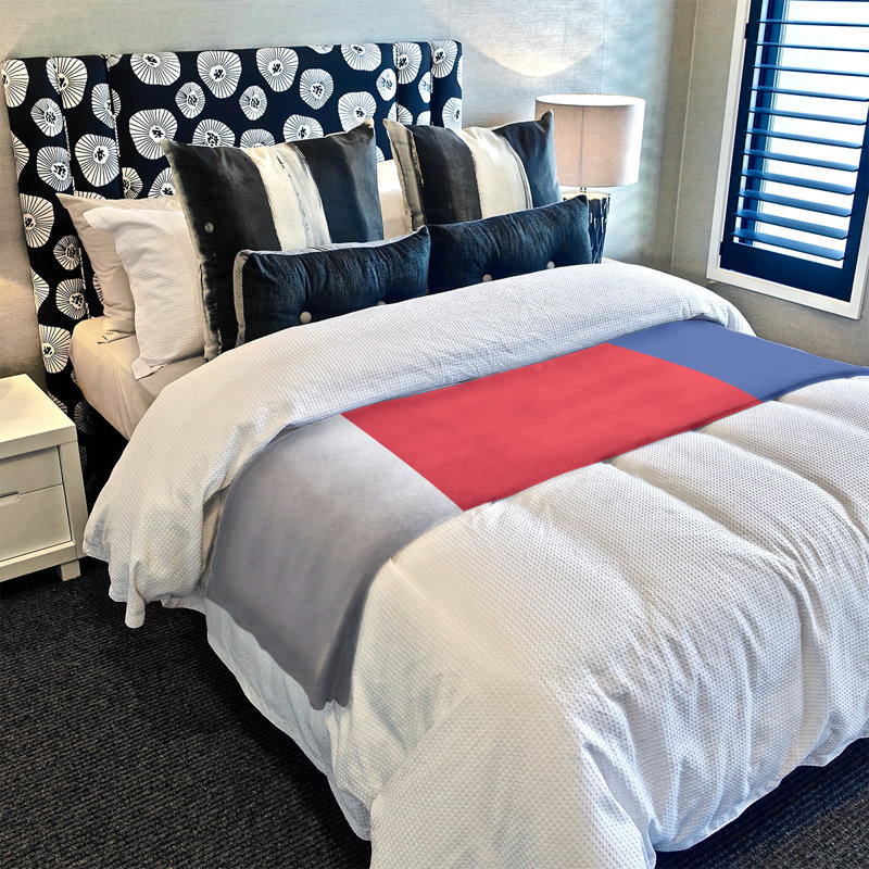Quilted Throw Blanket, 50" W x 60" L, White/Red/Blue