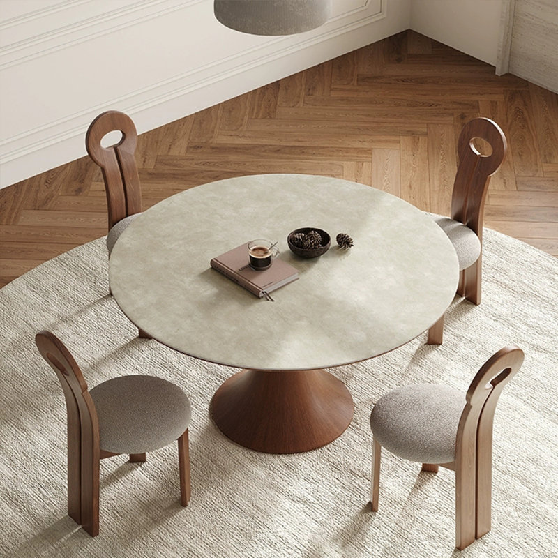 Simple modern round retro dining table, 29.53"H x 47.24"L x 47.24"W