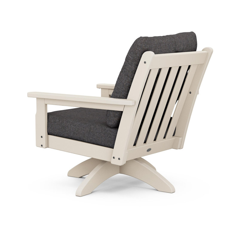 Lakeside Vineyard Deep Seating Swivel Chair, White, Spa