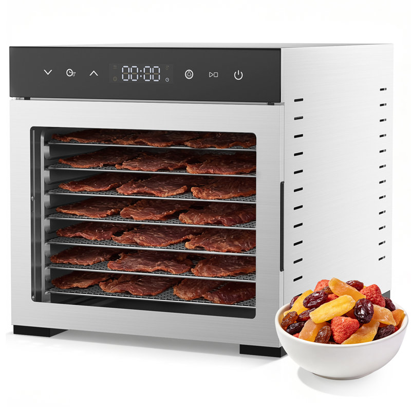 Déshydrateur numérique à 8 plateaux avec flux d'air horizontal, panneau tactile à DEL et plateaux lavables au lave-vaisselle