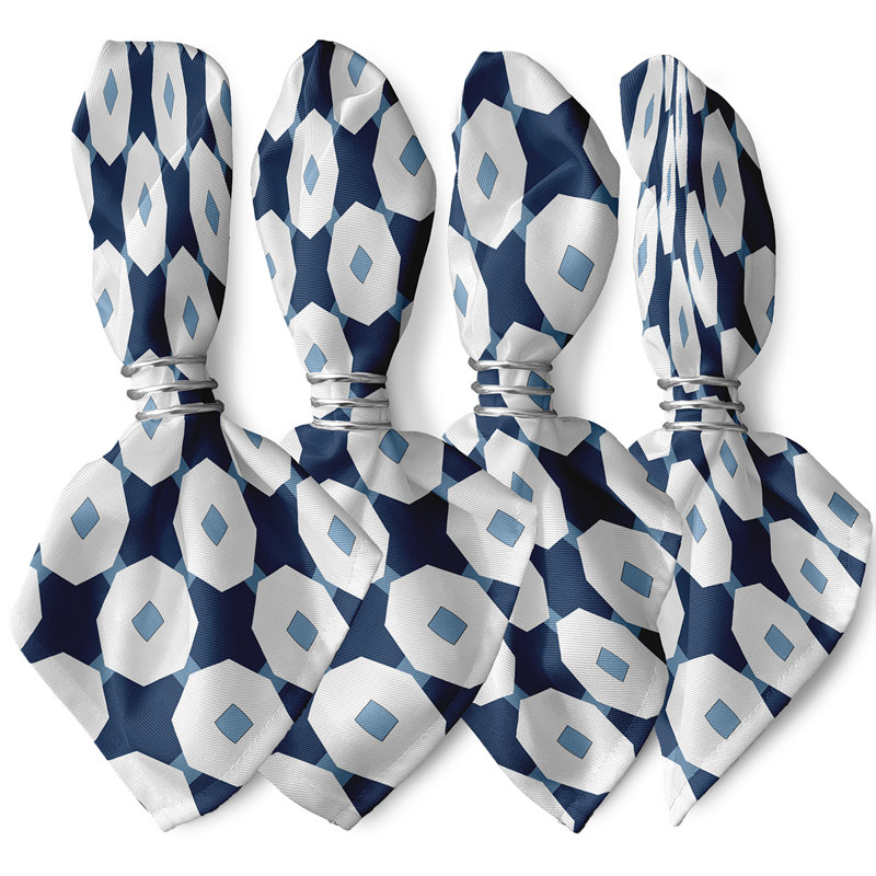 Laografias Polyester Geometric Square Napkin, Blue