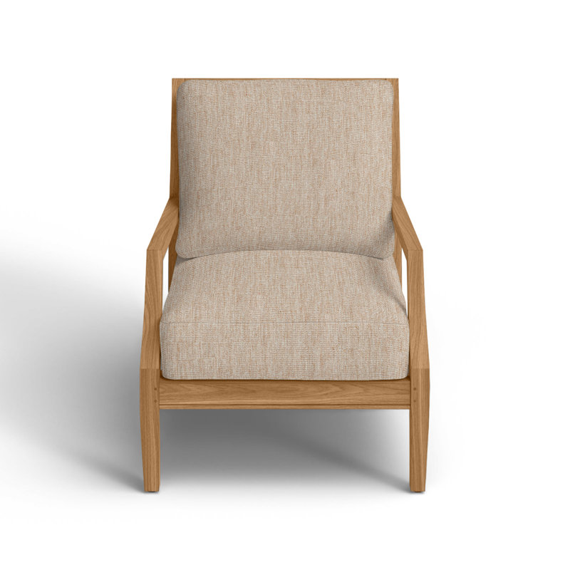 Haley Teak Patio Chair with Cushions, No welt + Standard fill, Canvas Sand, Natural Teak