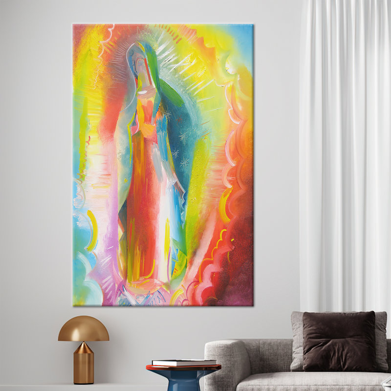 Art moderne moderne sur toile, Notre Dame de Guadalupe, Toile tendue sur cadre, H 43 po x l 31 po, Ne s’applique pas