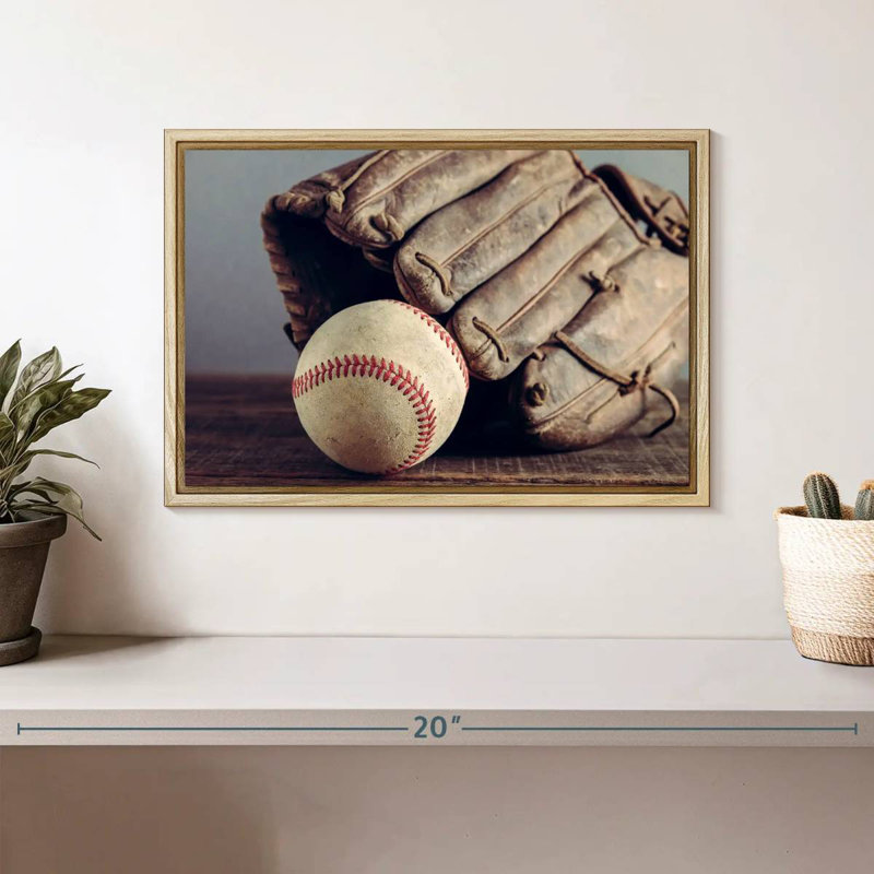 Souvenirs de baseball, Cadre flottant en bois naturel, 13 po x 9 po