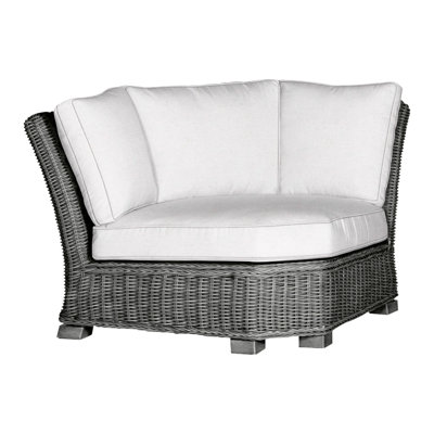 Canapé d'angle modulaire rustique tissé gris ardoise