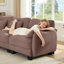 Canapé d'angle en chenille avec coussin lombaire délicat, design ergonomique incurvé, pouf amovible, montage facile pour le salon-1629358624