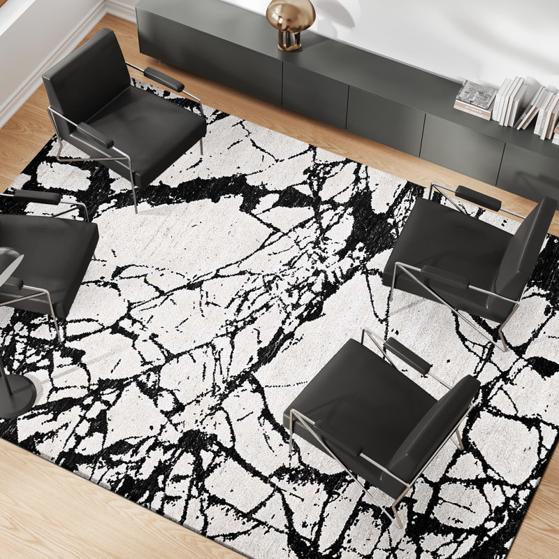 Wool Abstract Area Rug, Rectangle 9' x 12'