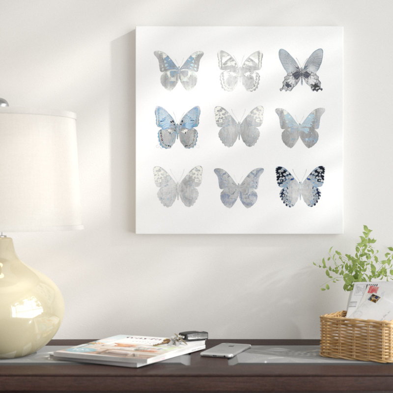 « papillon study ii », reproduction d’art sur toile, H 18 po x l 18 po x P 0,75 po