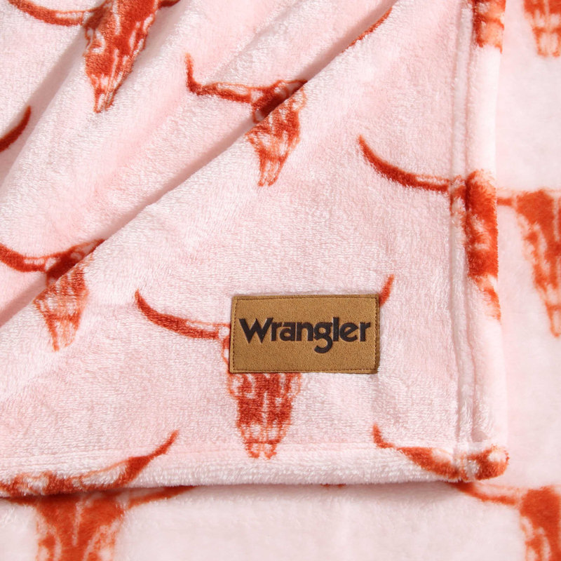 Couverture en molleton ultra doux Wrangler, Double/Grand, Tête de bœuf rose