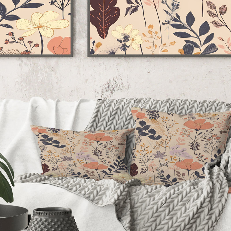 Coussin décoratif rétro avec fleurs rétro rétro pastel II - Abstract Botanicals