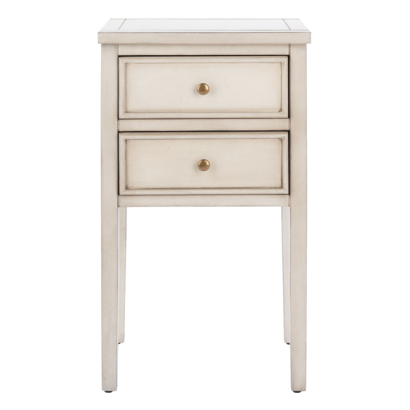 Table de bout à 2 tiroirs avec rangement Joanna, Bouleau blanc
