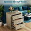 Commode 3 tiroirs en bois naturel d'une largeur de 23,6 po - Design moderne d'angle arrondi