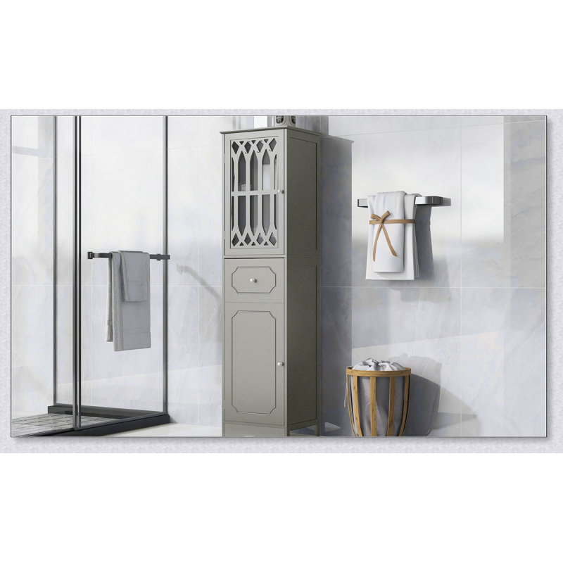Armoire de rangement séparée pour la salle de bain avec tiroirs, porte en acrylique, Gris