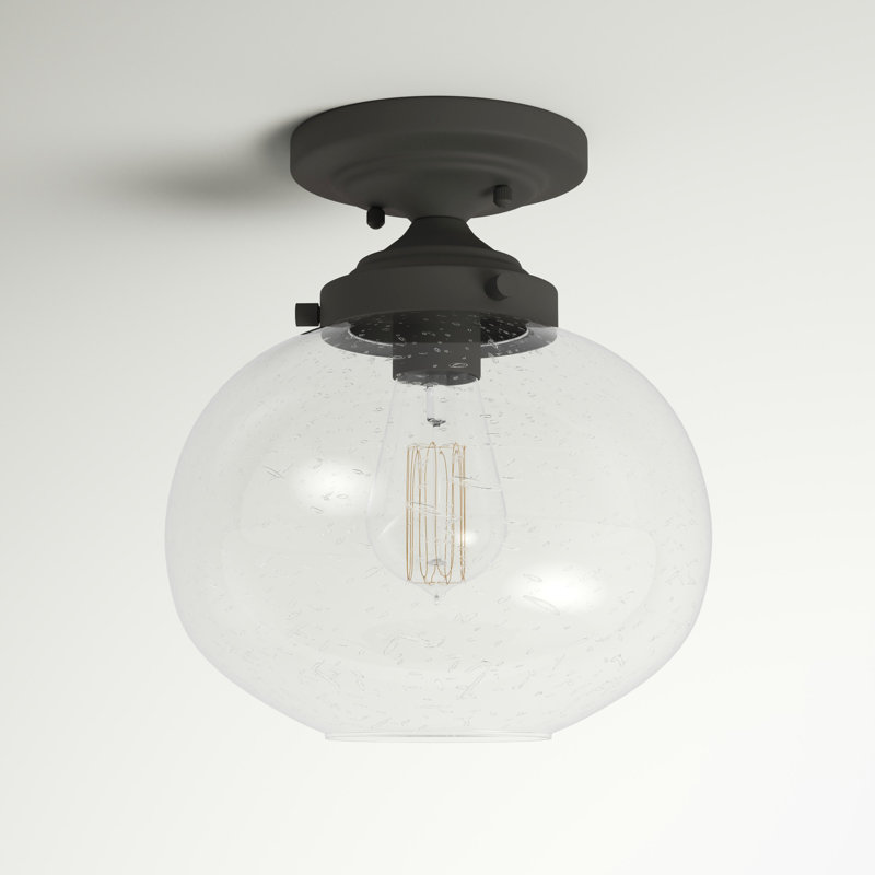 Plafonnier semi-encastré simple en forme de globe 9,75 po Antioch, Bronze vieilli