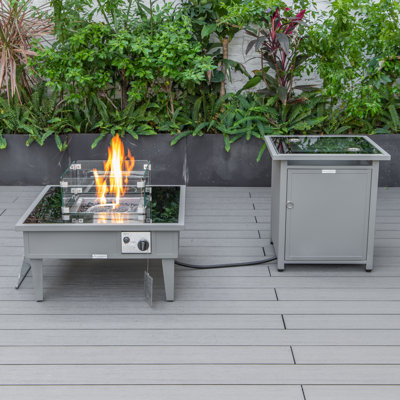 Walbrooke Square Propane Smokeless Fire Pit Table with Hidden Fuel Tank