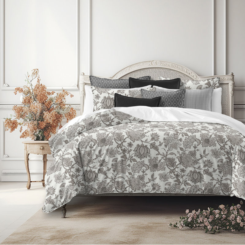 Bronte Ivory Cotton Duvet Cover Set, California King Duvet Cover + 7 Additional Pieces