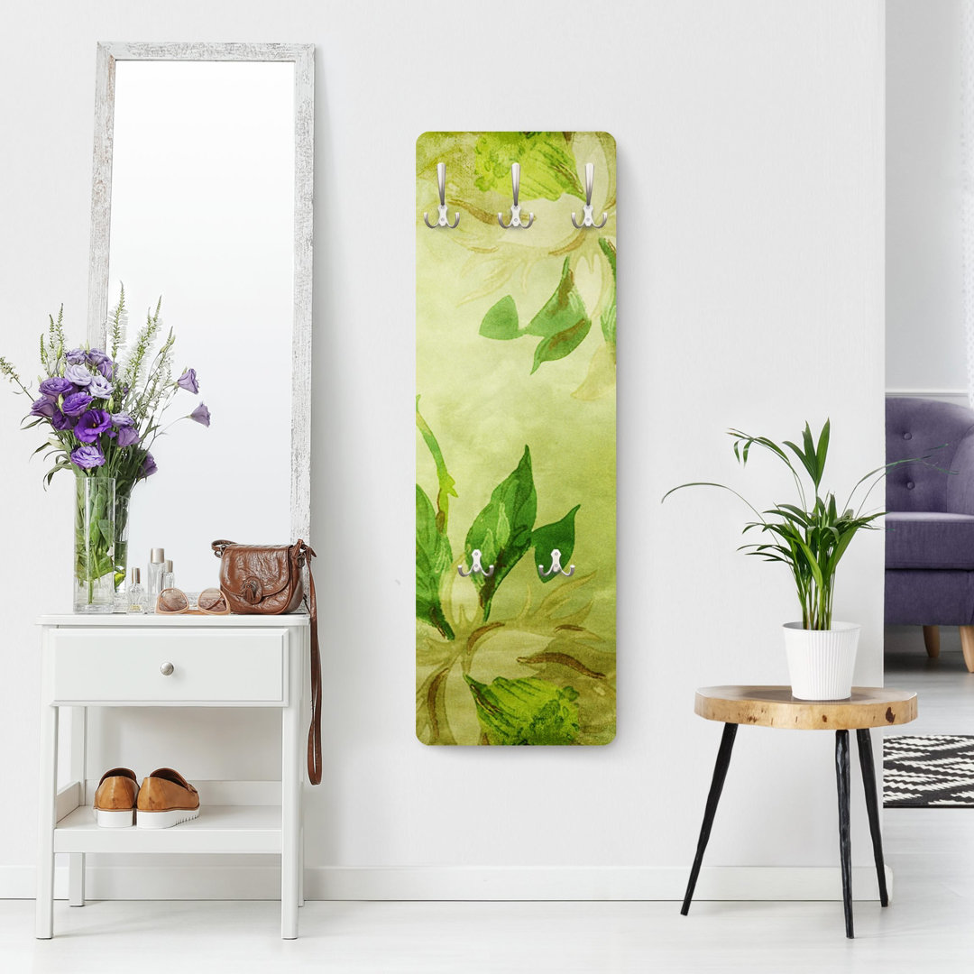 Harlem 5 - Hook Wall Mounted Coat Rack in Green